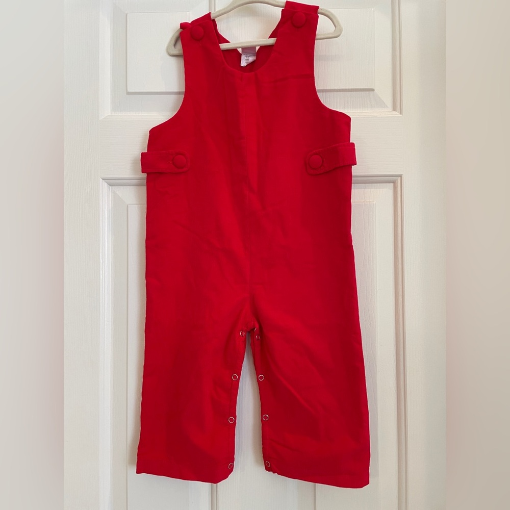 Stitchy Fish Ezra Corduroy Longall, Red, 18M